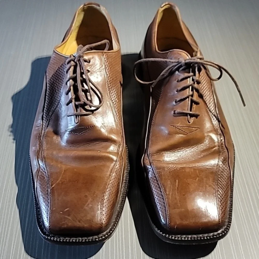 MEZLAN GIOVANNI Square Toe Brown Leather Bicycle Oxfords Men's‎ 10.5 M